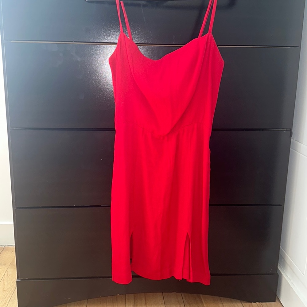Reformation Short Red Dress with Double slit